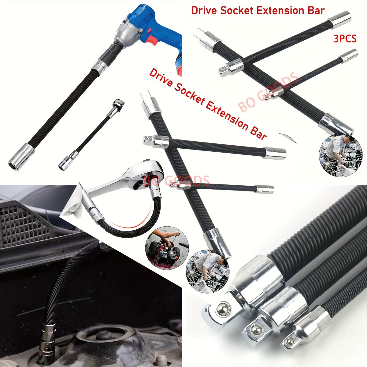 Tool Workshop - 3pcs Impact Socket & Flexible Extension