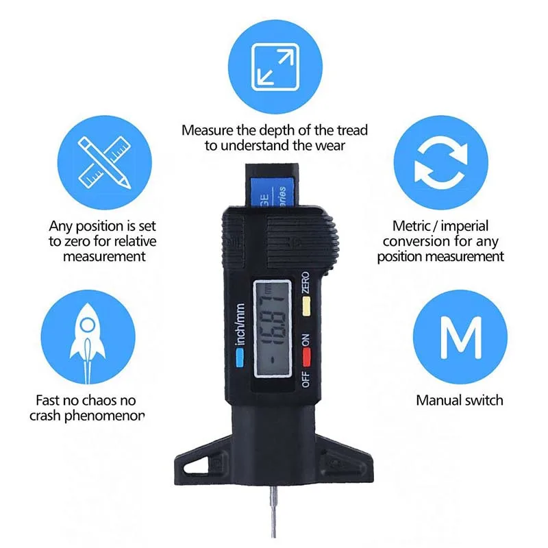 Digital Car Tyre Tire Tread De - đánh giá và giá Workshop Measuring Tools